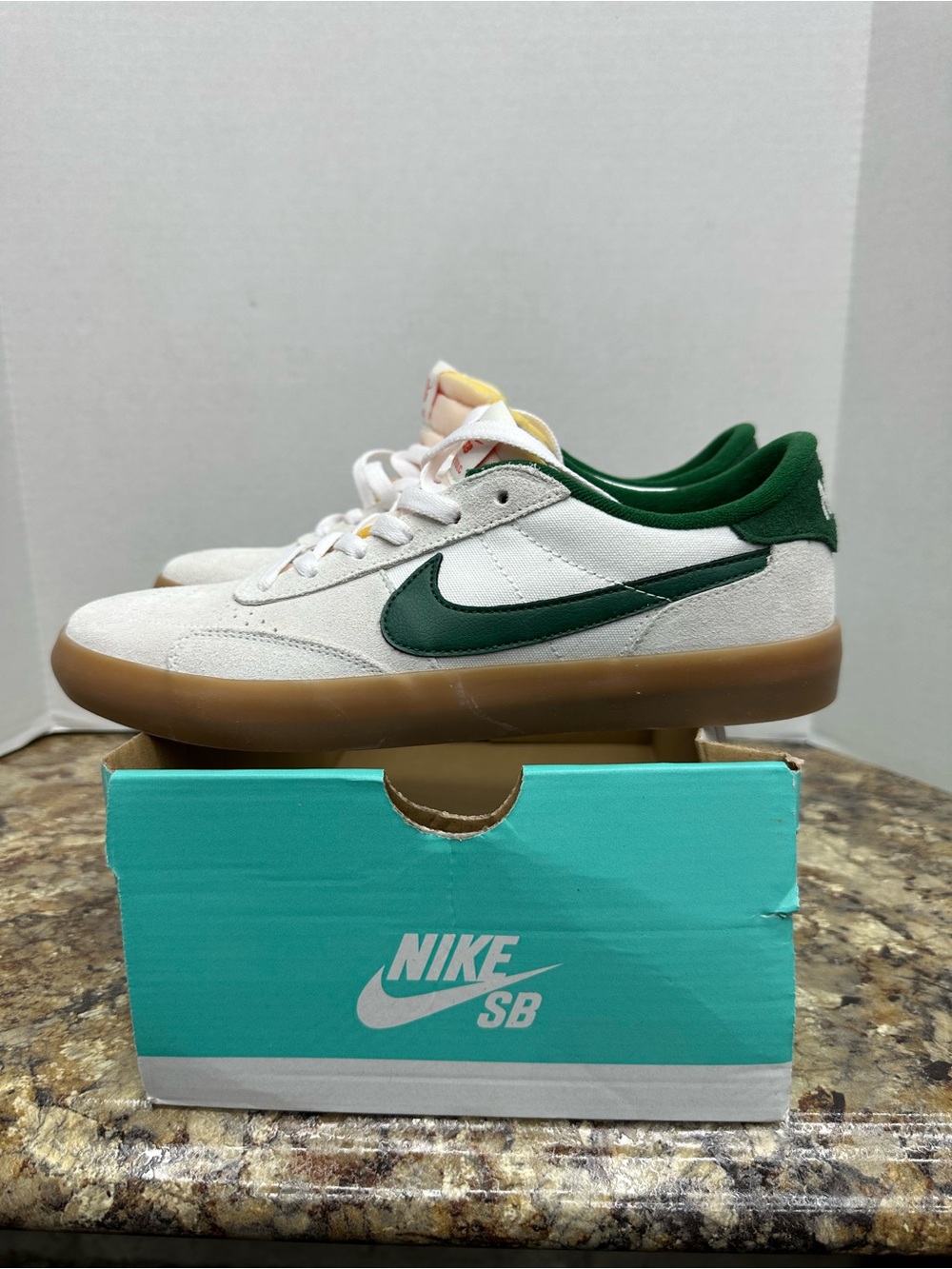Nike Kids White and Green Low-Top Sneaker